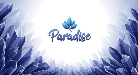 Obraz premium Serene Paradise Scene with Crystal Formations and Floral Motif via Elegant Design Elements