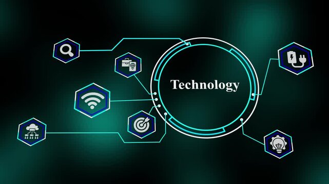 Technology concept featuring intelligent network connections, smart computing systems, cybersecurity protection, and advanced digital transformation interface.
