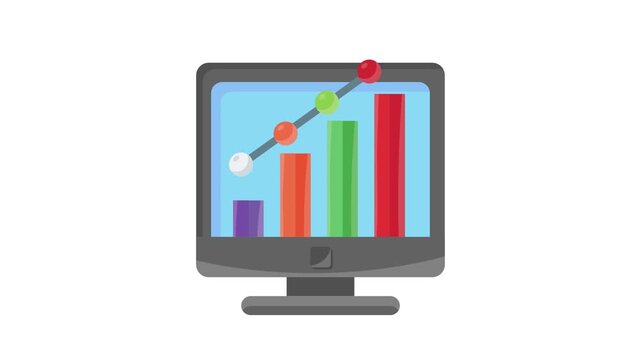 A computer monitor displaying a colorful bar chart illustrating data trends and comparisons.