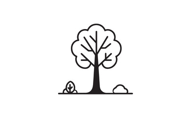 Obraz premium Vector tree icon with rocks