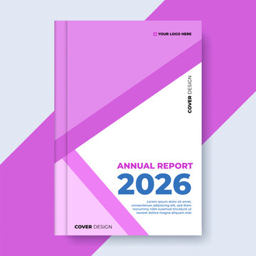 Contemporary Annual Report Cover with Bold Pink and Purple Diagonal Geometric Shapes