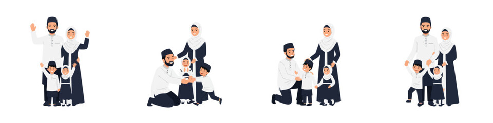 Muslim family portrait in traditional clothing