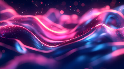 Abstract Digital Wave Flow with Pink and Blue Hues