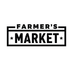 Fototapeta premium Vector illustration black and white farmers market label or badge with stars