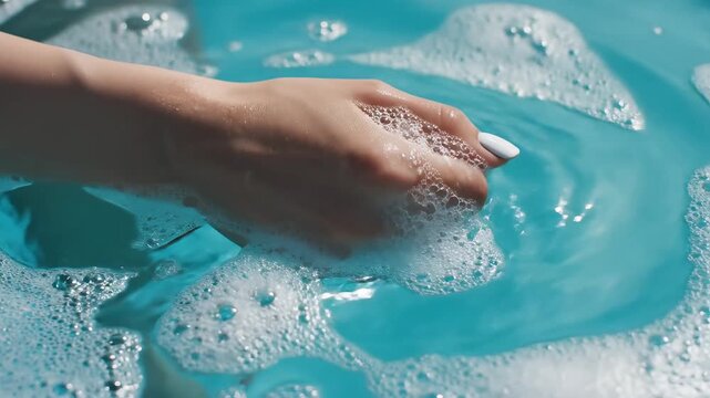 Hand in soapy water
