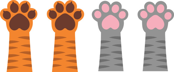 Feline Paw Prints: A playful display of adorable feline paw prints, showcasing a range of colors and patterns, perfectly captures the whimsical charm and subtle elegance of these beloved animals. © Salman