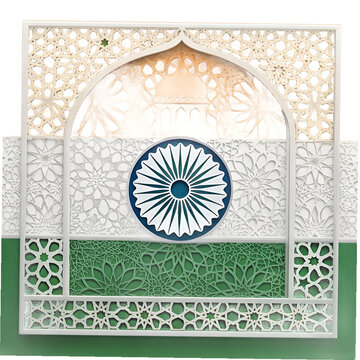 Indian flag cnc matel jali on transparent background