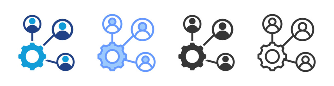 Delegation Technique icon set multiple style collection