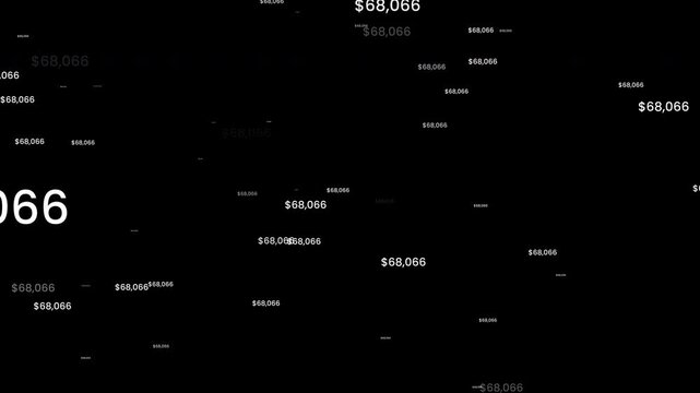 Black Financial Space Filled With Scattered Dollar Numbers Slow Floating Money Data Animation Prores Alpha Channel 4K 60fps