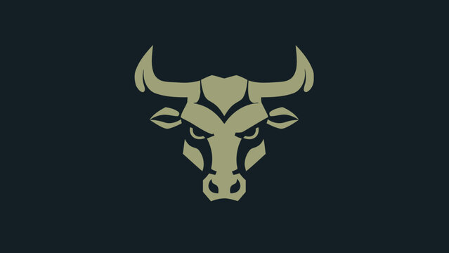 Golden Bull Head Emblem on Dark Background.