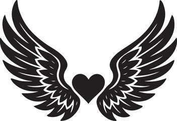 Obraz premium Heart with Wings Silhouette Icon