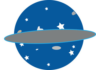 Naklejka premium Vector illustration of a cartoon cat sitting on the moon above the blue ocean with waves, fish, and nature elements in a decorative design