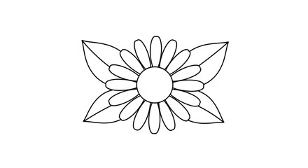 Obraz premium Basic black and white flower outline with leaves