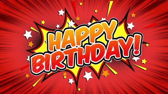 Comic Style Happy Birthday Burst Graphic Banner