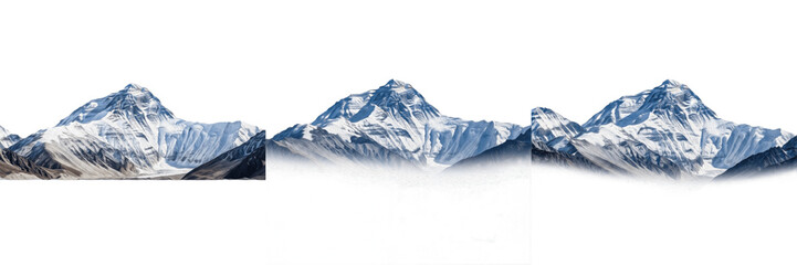 Obraz premium Snow-Capped Himalayan Mountain Peaks Isolated on White – Majestic Mountain Range