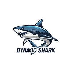 Obraz premium Stylized aggressive shark illustration in blue and white colors