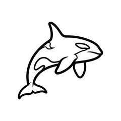 Obraz premium Stylized black and white line art illustration of a powerful orca jumping