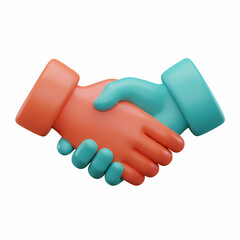 3D Handshake Icon, Business Deal Symbol, Partnership Agreement, Trust Sign, Clay Cooperation Element, Meeting Success, Teamwork