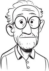 Obraz premium Hand Drawn Old Man Black and White Avatar Illustration in Minimal Line Art Style Design