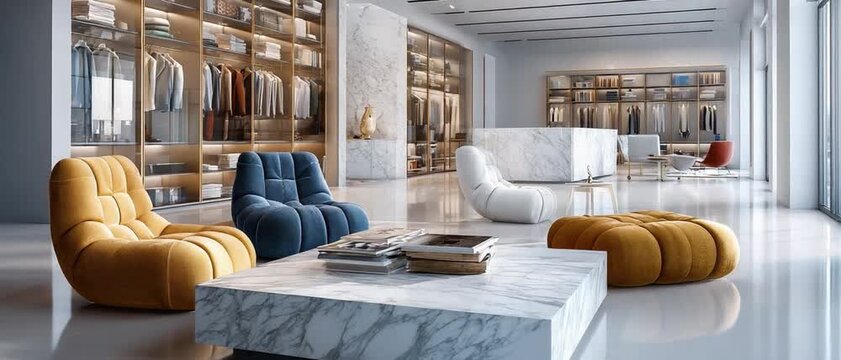 Luxurious Wardrobe Interior: A meticulously designed modern wardrobe interior boasts a sophisticated arrangement of furniture, reflecting elegance and luxury.