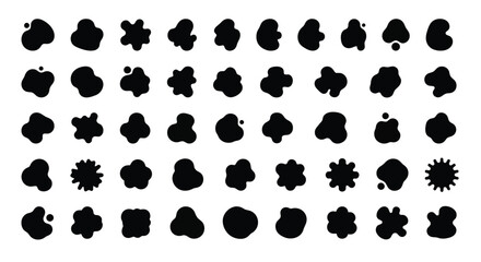 Fototapeta premium Collection of Black Organic Shapes and Splatter Elements.