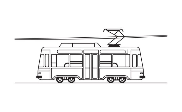 Vector illustration of a modern city tram or trolleybus