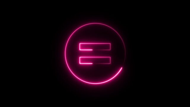 Neon Equal Sign Symbol Glowing Pink Circle Futuristic Digital Animation Abstract Background d