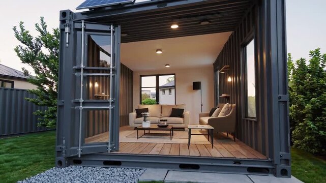 Sleek Sustainable Living Environment. Contemporary Compact Home Emphasizing Eco Conscience And Style. Small Environmentally Conscious Residence With Minimalist Design And Sustainability Focus