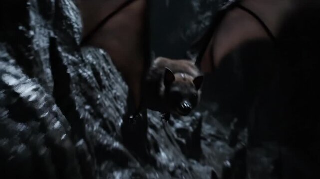 Bat navigating a dark cave system
