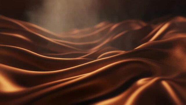 Luxury satin fabric in deep bro fabric folds in cinematic macro close