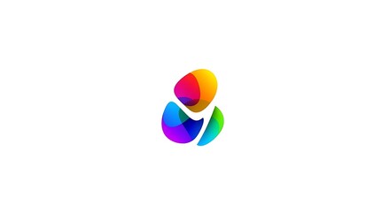 Abstract, vibrant graphic featuring overlapping, amorphous shapes in a spectrum of colors against a clean white background