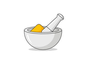 Mortar and Pestle with Herbs and Spices.