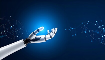 Cybernetic Connection: A Futuristic Hand Reaching Towards Digital Network