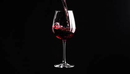Elegant red wine pour showcasing liquid dynamics against a stark backdrop