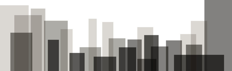 Abstract Minimalist City Skyline Silhouette with Overlapping Gray Buildings