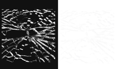 Obraz premium Shattered glass pattern with radial cracks isolated on transparent background