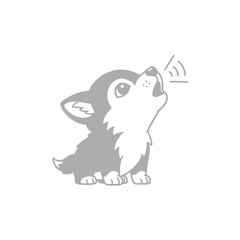 Obraz premium Cute Puppy Howling at Sound in Silhouette