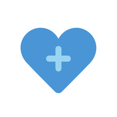 Blue Heart with Plus Symbol Flat UI Icon for App Interface