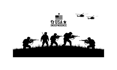 USA Independence Military Silhouette Vector