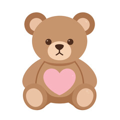 Naklejka premium Cute Teddy Bear with Heart Filled Vector Icon for App UI