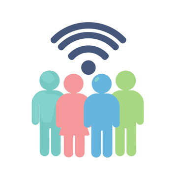 Group of People with Wi-Fi Signal 3d Icon for App UI
