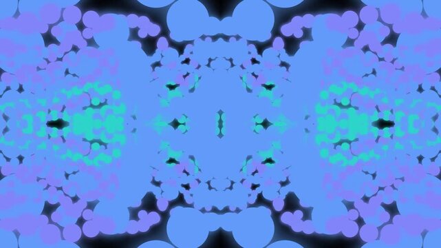 Abstract symmetrical blue and purple pattern with a surreal, dreamlike quality