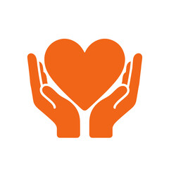 Obraz premium Orange Filled Hands Holding Heart Vector Icon for App UI