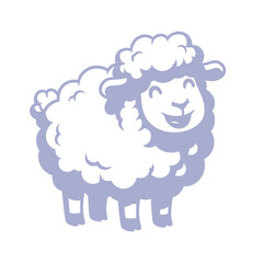 Cute fluffy sheep standing and smiling in friendly pose