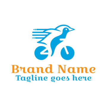 Penguin Bike Rider Logo. Vector EPS file. CMYK color mode. Editable color. Easy to download.