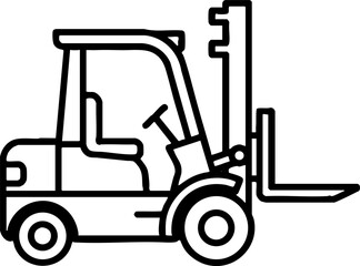 Fototapeta premium Forklift Truck Industrial Vehicle Line Art Icon