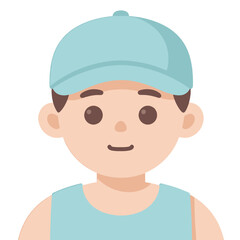 Obraz premium Young Boy Wearing Cap Flat Vector Icon for App UI