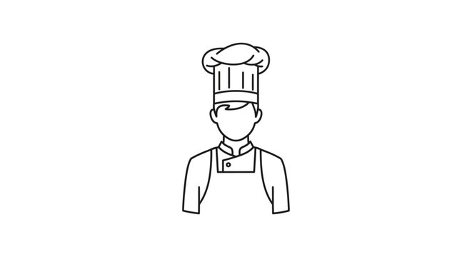 Simple line art icon of a chef wearing a toque