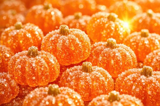 Dulces de calabaza de Halloween, caramelos de gelatina con az&uacute;car, golosinas festivas de oto&ntilde;o, postres de temporada para fiestas