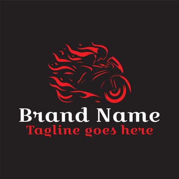 Fire Bike Rider Logo. Vector EPS file. CMYK color mode. Editable color. Easy to download.